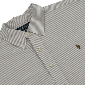 Ralph Lauren Button Down Mens XL Purple White Striped Short Sleeve Classic Fit
